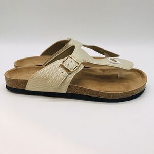 NEW Olivia & Kate Thong Sandals Women's 6.5 Pearl White Buckle Toe Post Shoes